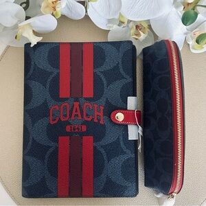 NWT ♥️💙 Coach LIMITED EDITION Signature Coach Notebook & Case • Denim & Bold Red